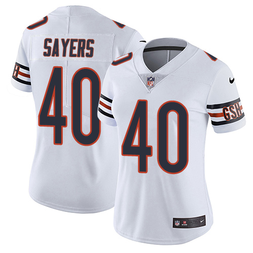 Nike Bears #40 Gale Sayers White Women's Stitched NFL Vapor Untouchable Limited Jersey - Click Image to Close