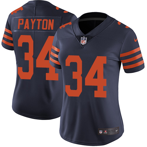 Nike Bears #34 Walter Payton Navy Blue Alternate Women's Stitched NFL Vapor Untouchable Limited Jers