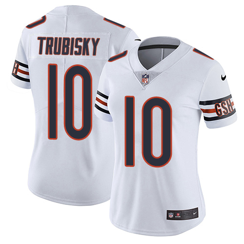 Nike Bears #10 Mitchell Trubisky White Women's Stitched NFL Vapor Untouchable Limited Jersey - Click Image to Close