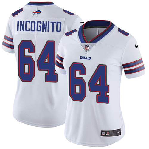 Nike Bills #64 Richie Incognito White Women's Stitched NFL Vapor Untouchable Limited Jersey
