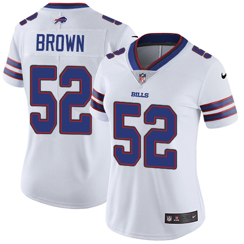Nike Bills #52 Preston Brown White Women's Stitched NFL Vapor Untouchable Limited Jersey