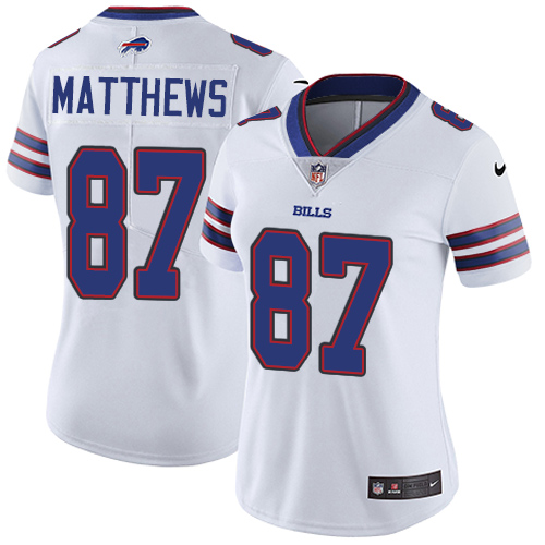 Nike Bills #87 Jordan Matthews White Women's Stitched NFL Vapor Untouchable Limited Jersey - Click Image to Close