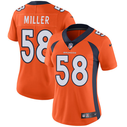 Nike Broncos #58 Von Miller Orange Team Color Women's Stitched NFL Vapor Untouchable Limited Jersey