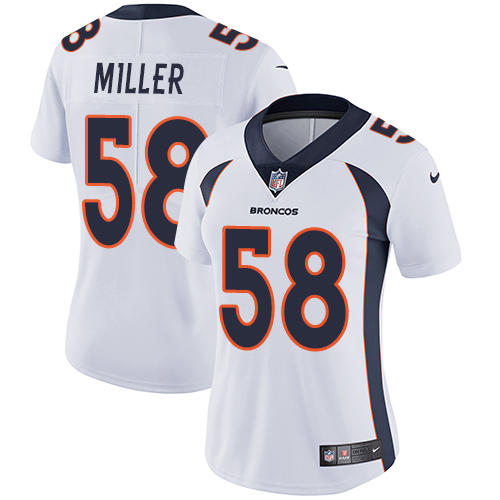 Nike Broncos #58 Von Miller White Women's Stitched NFL Vapor Untouchable Limited Jersey - Click Image to Close