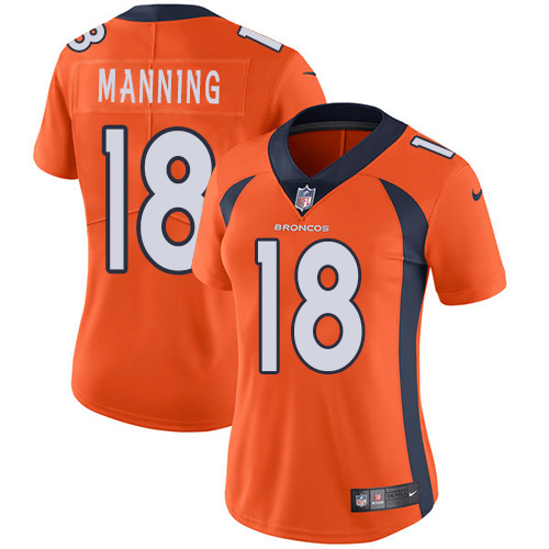Nike Broncos #18 Peyton Manning Orange Team Color Women's Stitched NFL Vapor Untouchable Limited Jer