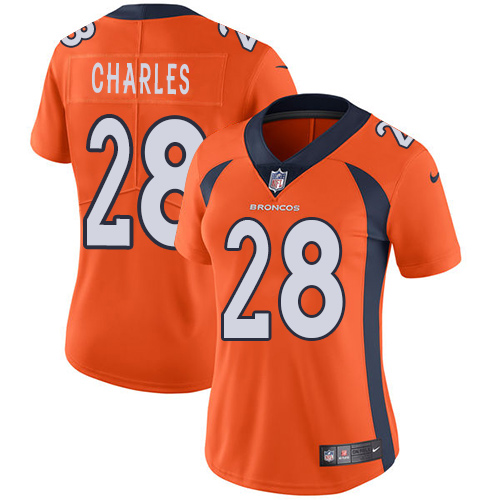 Nike Broncos #28 Jamaal Charles Orange Team Color Women's Stitched NFL Vapor Untouchable Limited Jer - Click Image to Close