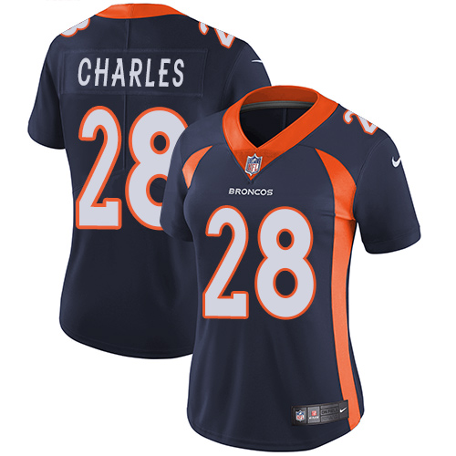 Nike Broncos #28 Jamaal Charles Blue Alternate Women's Stitched NFL Vapor Untouchable Limited Jersey - Click Image to Close