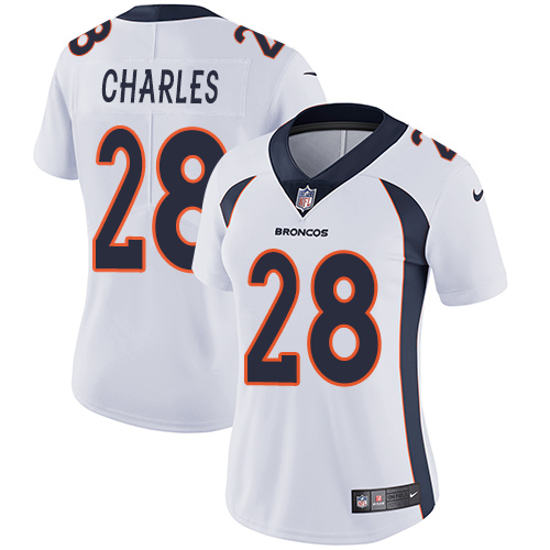 Nike Broncos #28 Jamaal Charles White Women's Stitched NFL Vapor Untouchable Limited Jersey
