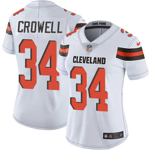 Nike Browns #34 Isaiah Crowell White Women's Stitched NFL Vapor Untouchable Limited Jersey