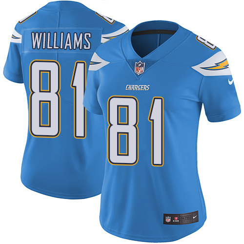 Nike Chargers #81 Mike Williams Electric Blue Alternate Women's Stitched NFL Vapor Untouchable Limit - Click Image to Close