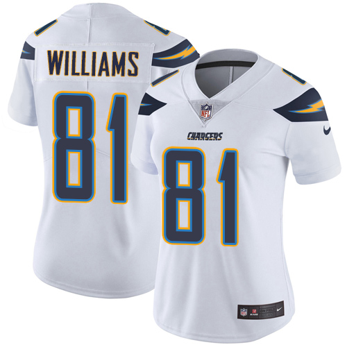 Nike Chargers #81 Mike Williams White Women's Stitched NFL Vapor Untouchable Limited Jersey - Click Image to Close
