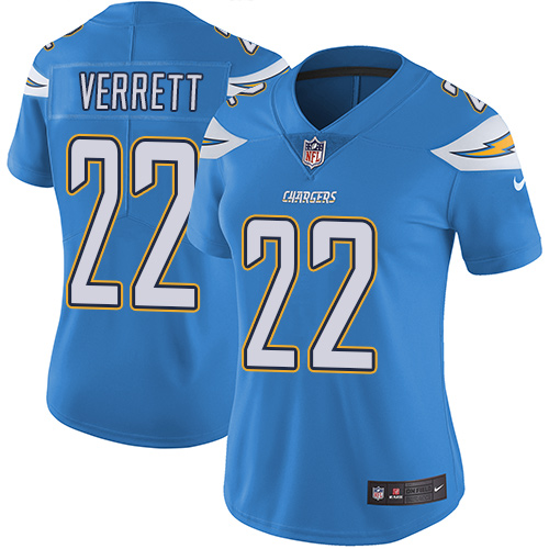 Nike Chargers #22 Jason Verrett Electric Blue Alternate Women's Stitched NFL Vapor Untouchable Limit