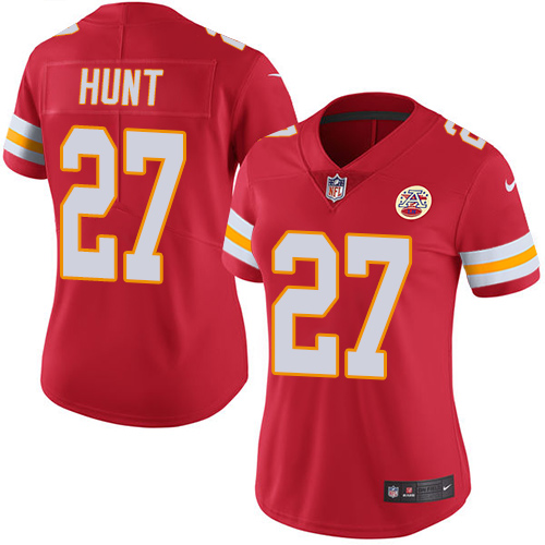 Nike Chiefs #27 Kareem Hunt Red Team Color Women's Stitched NFL Vapor Untouchable Limited Jersey