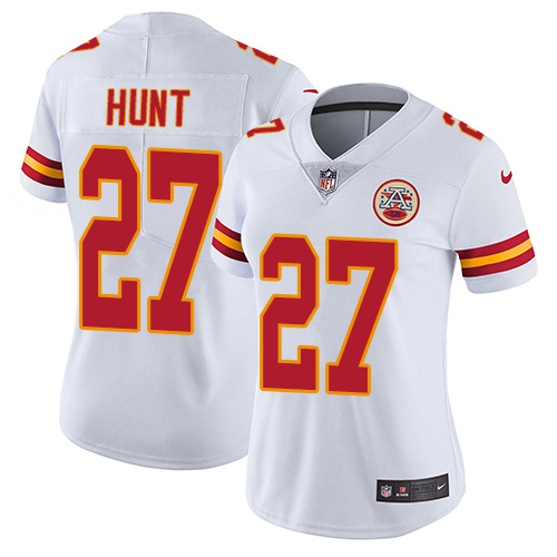Nike Chiefs #27 Kareem Hunt White Women's Stitched NFL Vapor Untouchable Limited Jersey - Click Image to Close