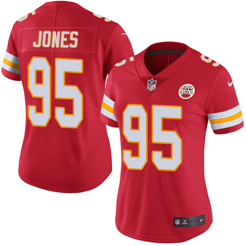 Nike Chiefs #95 Chris Jones Red Team Color Women's Stitched NFL Vapor Untouchable Limited Jersey - Click Image to Close