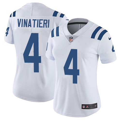 Nike Colts #4 Adam Vinatieri White Women's Stitched NFL Vapor Untouchable Limited Jersey - Click Image to Close