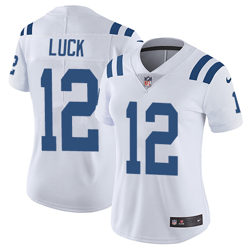 Nike Colts #12 Andrew Luck White Women's Stitched NFL Vapor Untouchable Limited Jersey - Click Image to Close