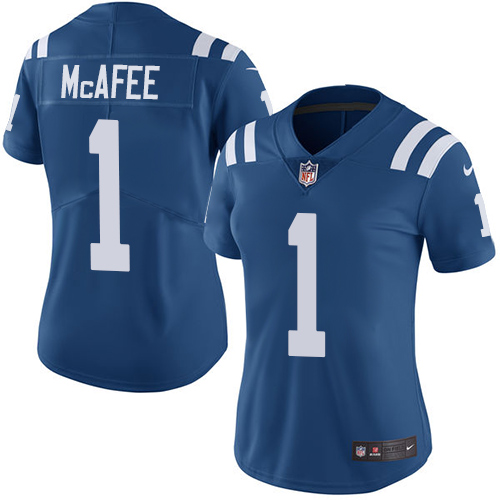 Nike Colts #1 Pat McAfee Royal Blue Team Color Women's Stitched NFL Vapor Untouchable Limited Jersey - Click Image to Close