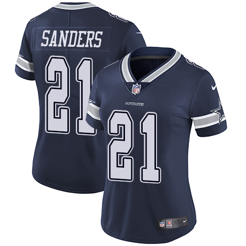 Nike Cowboys #21 Deion Sanders Navy Blue Team Color Women's Stitched NFL Vapor Untouchable Limited J