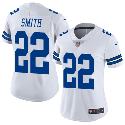 Nike Cowboys #22 Emmitt Smith White Women's Stitched NFL Vapor Untouchable Limited Jersey - Click Image to Close