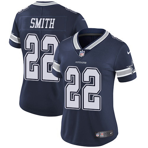 Nike Cowboys #22 Emmitt Smith Navy Blue Team Color Women's Stitched NFL Vapor Untouchable Limited Je
