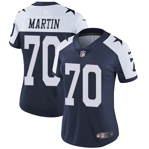 Nike Cowboys #70 Zack Martin Navy Blue Thanksgiving Women's Stitched NFL Vapor Untouchable Limited T