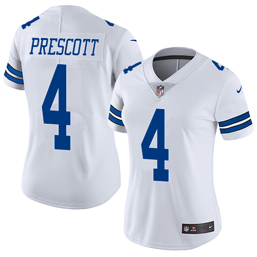 Nike Cowboys #4 Dak Prescott White Women's Stitched NFL Vapor Untouchable Limited Jersey - Click Image to Close