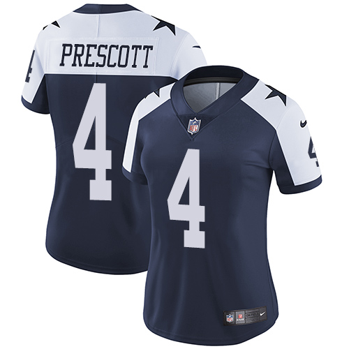 Nike Cowboys #4 Dak Prescott Navy Blue Thanksgiving Women's Stitched NFL Vapor Untouchable Limited T