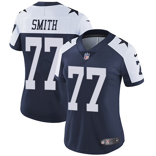 Nike Cowboys #77 Tyron Smith Navy Blue Thanksgiving Women's Stitched NFL Vapor Untouchable Limited T