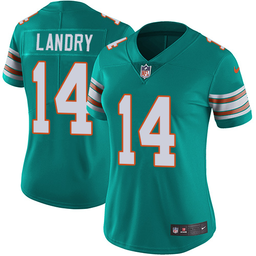 Nike Dolphins #14 Jarvis Landry Aqua Green Alternate Women's Stitched NFL Vapor Untouchable Limited