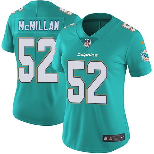 Nike Dolphins #52 Raekwon McMillan Aqua Green Team Color Women's Stitched NFL Vapor Untouchable Limi