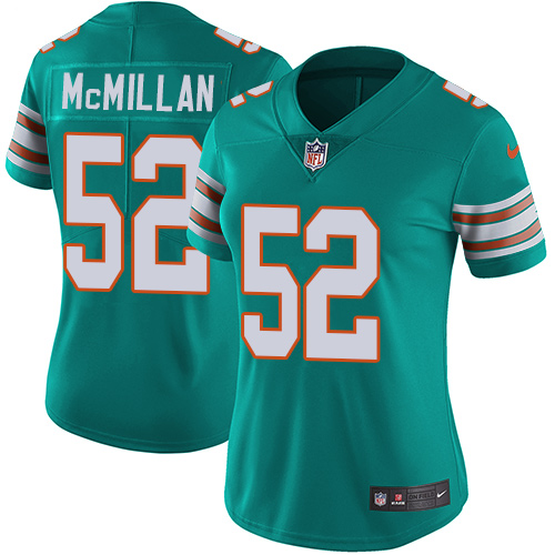 Nike Dolphins #52 Raekwon McMillan Aqua Green Alternate Women's Stitched NFL Vapor Untouchable Limit - Click Image to Close