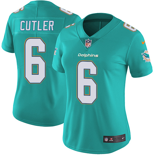 Nike Dolphins #6 Jay Cutler Aqua Green Team Color Women's Stitched NFL Vapor Untouchable Limited Jer - Click Image to Close