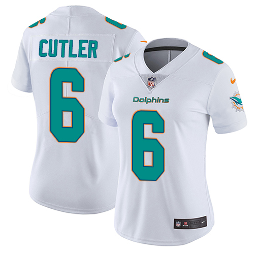 Nike Dolphins #6 Jay Cutler White Women's Stitched NFL Vapor Untouchable Limited Jersey - Click Image to Close