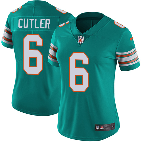 Nike Dolphins #6 Jay Cutler Aqua Green Alternate Women's Stitched NFL Vapor Untouchable Limited Jers