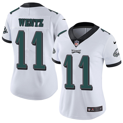 Nike Eagles #11 Carson Wentz White Women's Stitched NFL Vapor Untouchable Limited Jersey - Click Image to Close