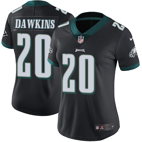 Nike Eagles #20 Brian Dawkins Black Alternate Women's Stitched NFL Vapor Untouchable Limited Jersey - Click Image to Close