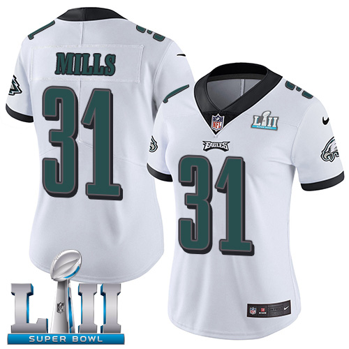 Nike Eagles #31 Jalen Mills White Super Bowl LII Women's Stitched NFL Vapor Untouchable Limited Jers - Click Image to Close