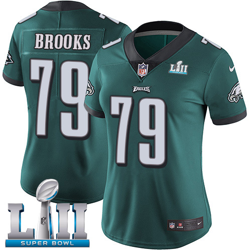 Nike Eagles #79 Brandon Brooks Midnight Green Team Color Super Bowl LII Women's Stitched NFL Vapor U - Click Image to Close