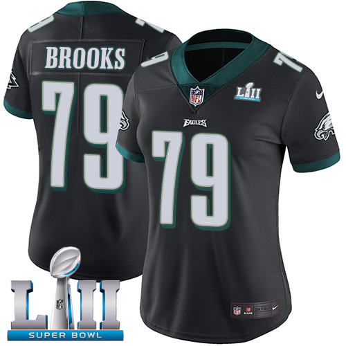 Nike Eagles #79 Brandon Brooks Black Alternate Super Bowl LII Women's Stitched NFL Vapor Untouchable