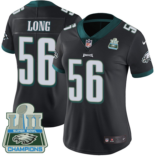Nike Eagles #56 Chris Long Black Alternate Super Bowl LII Champions Women's Stitched NFL Vapor Untou