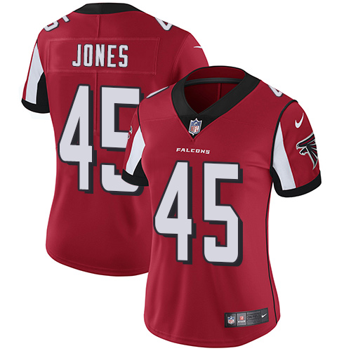 Nike Falcons #45 Deion Jones Red Team Color Women's Stitched NFL Vapor Untouchable Limited Jersey - Click Image to Close