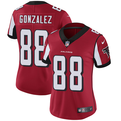 Nike Falcons #88 Tony Gonzalez Red Team Color Women's Stitched NFL Vapor Untouchable Limited Jersey - Click Image to Close