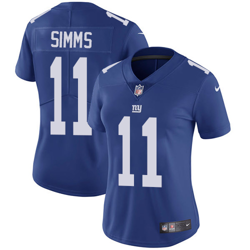 Nike Giants #11 Phil Simms Royal Blue Team Color Women's Stitched NFL Vapor Untouchable Limited Jers