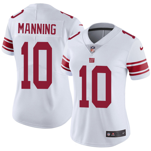 Nike Giants #10 Eli Manning White Women's Stitched NFL Vapor Untouchable Limited Jersey - Click Image to Close