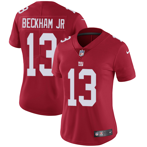 Nike Giants #13 Odell Beckham Jr Red Alternate Women's Stitched NFL Vapor Untouchable Limited Jersey - Click Image to Close
