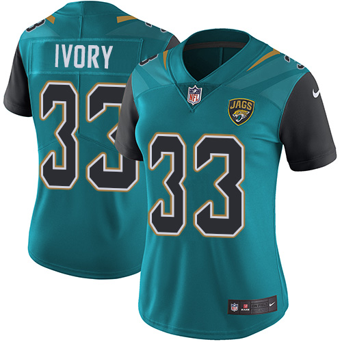 Nike Jaguars #33 Chris Ivory Teal Green Team Color Women's Stitched NFL Vapor Untouchable Limited Je