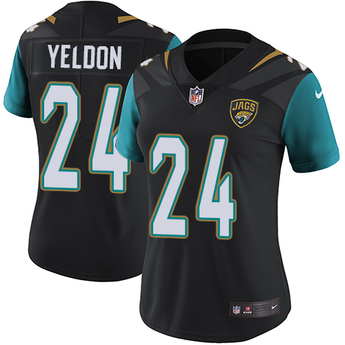 Nike Jaguars #24 T.J. Yeldon Black Alternate Women's Stitched NFL Vapor Untouchable Limited Jersey