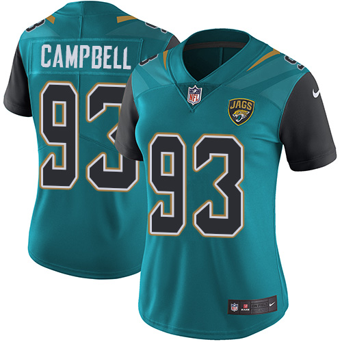 Nike Jaguars #93 Calais Campbell Teal Green Team Color Women's Stitched NFL Vapor Untouchable Limite