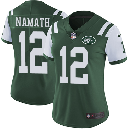 Nike Jets #12 Joe Namath Green Team Color Women's Stitched NFL Vapor Untouchable Limited Jersey - Click Image to Close